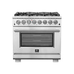 Forno Capriasca 36-Inch Freestanding Dual Fuel Range, 6 Burners, True Convection Oven - BonPrix Électroménagers