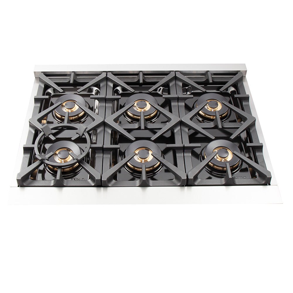 Forno Capriasca 36-Inch Freestanding Dual Fuel Range, 6 Burners, True Convection Oven - BonPrix Électroménagers
