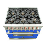Forno Capriasca 36-Inch Freestanding Dual Fuel Range, 6 Burners, True Convection Oven, Blue Door - BonPrix Électroménagers