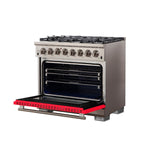 Forno Capriasca 36-Inch Freestanding Dual Fuel Range, 6 Burners, True Convection Oven, Red Door - BonPrix Électroménagers