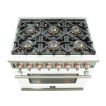 Forno Capriasca 36-Inch Freestanding Dual Fuel Range, 6 Burners, True Convection Oven, White Door - BonPrix Électroménagers
