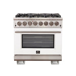 Forno Capriasca 36-Inch Freestanding Dual Fuel Range, 6 Burners, True Convection Oven, White Door - BonPrix Électroménagers