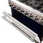 Forno Capriasca 36-Inch Freestanding Dual Fuel Range, 6 Burners, True Convection Oven, White Door - BonPrix Électroménagers