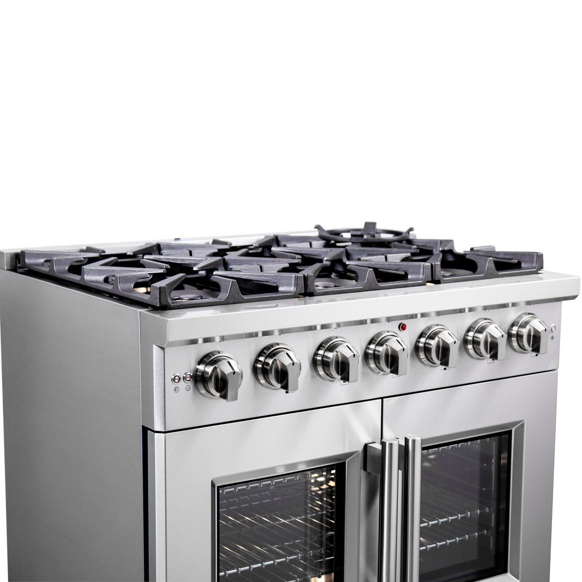 Forno Capriasca 36-Inch Freestanding French Door Gas Range, 6 Burners, Convection Oven, Energy Efficient - BonPrix Électroménagers