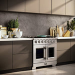 Forno Capriasca 36-Inch Freestanding French Door Gas Range, 6 Burners, Convection Oven, Energy Efficient - BonPrix Électroménagers