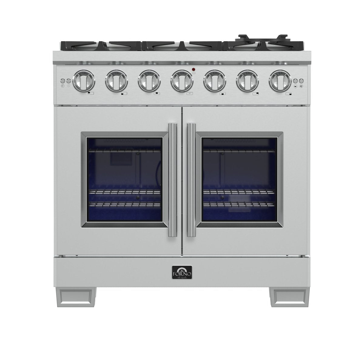 Forno Capriasca 36-Inch Freestanding French Door Gas Range, 6 Burners, Convection Oven, Energy Efficient - BonPrix Électroménagers