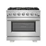 Forno Capriasca 36-Inch Gas Range, Stainless Steel, 6 Brass Burners, 120,000 BTU, Convection Oven, Energy Efficient - BonPrix Électroménagers