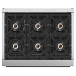 Forno Capriasca 36-Inch Gas Range, Stainless Steel, 6 Brass Burners, 120,000 BTU, Convection Oven, Energy Efficient - BonPrix Électroménagers