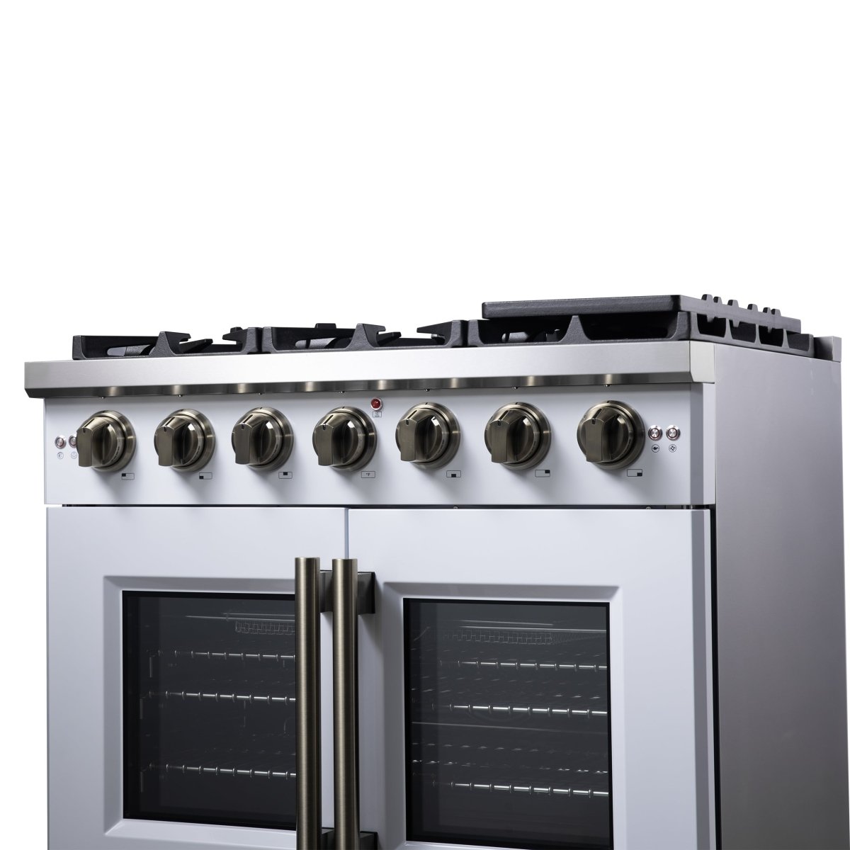 Forno Capriasca 36-Inch White Freestanding French Door Gas Range, 6 Burners, Convection Oven, Energy Efficient - BonPrix Électroménagers