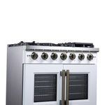 Forno Capriasca 36-Inch White Freestanding French Door Gas Range, 6 Burners, Convection Oven, Energy Efficient - BonPrix Électroménagers
