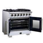 Forno Capriasca 36-Inch White Freestanding French Door Gas Range, 6 Burners, Convection Oven, Energy Efficient - BonPrix Électroménagers