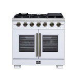 Forno Capriasca 36-Inch White Freestanding French Door Gas Range, 6 Burners, Convection Oven, Energy Efficient - BonPrix Électroménagers