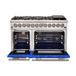 Forno Capriasca 48-Inch Freestanding Dual Fuel Range, 8 Burners, True Convection Oven, Blue Doors - BonPrix Électroménagers