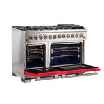 Forno Capriasca 48-Inch Freestanding Dual Fuel Range, 8 Burners, True Convection Oven, Red Doors - BonPrix Électroménagers