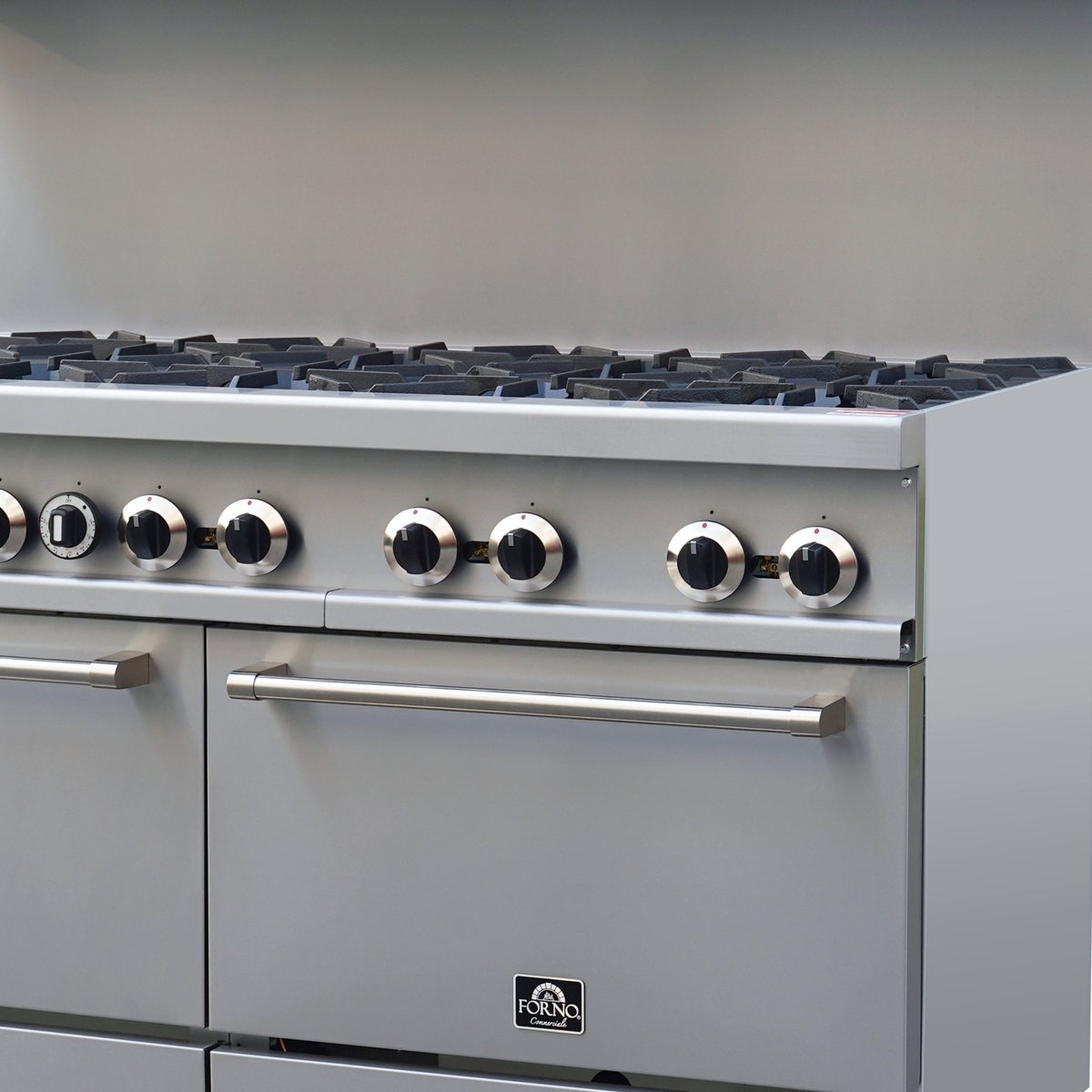 Forno Commerciale 60 Inch Stainless Steel Gas Range, 10 Burners 300,000 BTU Total, 9.3 cu.ft. Ovens - BonPrix Électroménagers