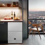 Forno Como 24-Inch Indoor Outdoor Drawer Refrigerator, 4.87 cu.ft, Stainless Steel Interior, Adjustable Shelves, LED Lighting - BonPrix Électroménagers