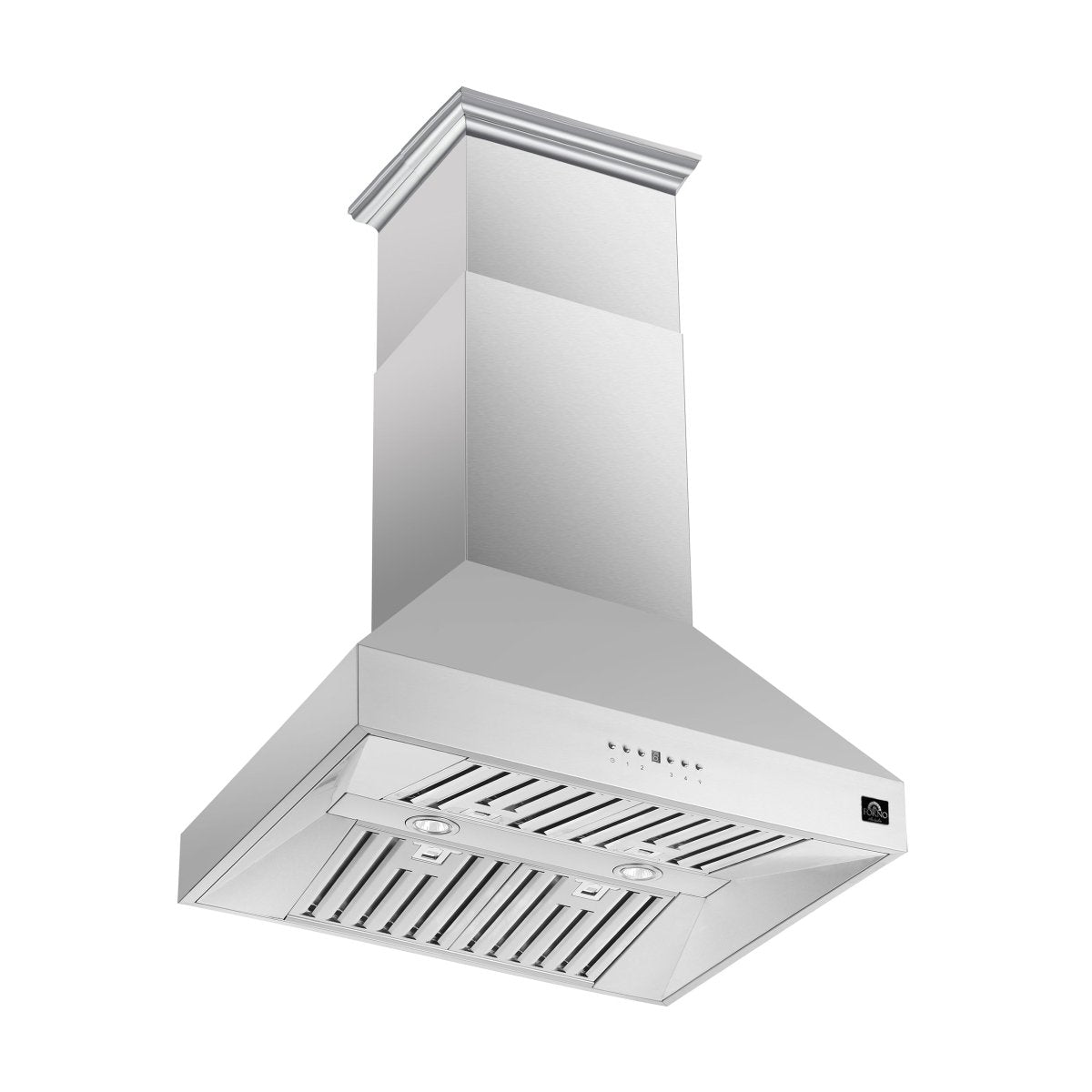 Forno Coppito 36-Inch Island Range Hood, Stainless Steel, LED Lighting, Adjustable Fan Speeds - BonPrix Électroménagers