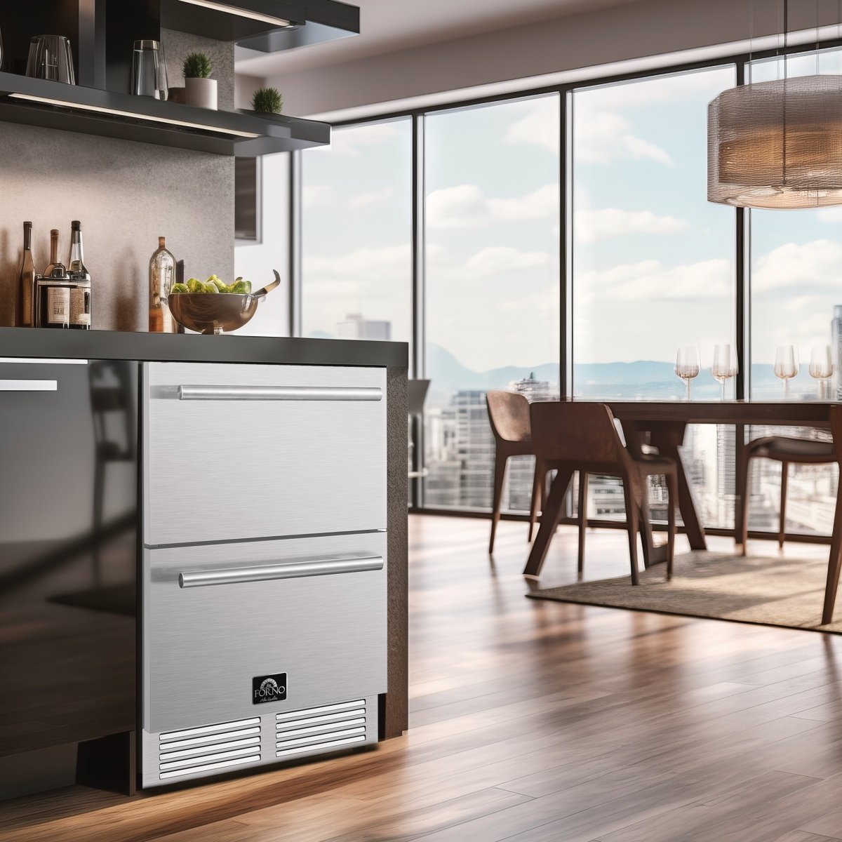Forno Cosenza 24" Built-In Indoor/Outdoor Drawer Freezer with Ice Maker, 4.69 cu.ft. - BonPrix Électroménagers