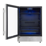 Forno Frescolino 24 Inch Beverage Cooler, Stainless Steel, with LED Lighting, Triple Glass Door, 188 Can Capacity, Built-In or Freestanding - BonPrix Électroménagers