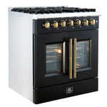 Forno Galiano 30-inch Freestanding French Door Dual Fuel Range Black - BonPrix Électroménagers