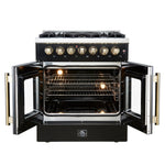 Forno Galiano 30-inch Freestanding French Door Dual Fuel Range Black - BonPrix Électroménagers
