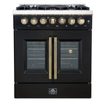 Forno Galiano 30-inch Freestanding French Door Dual Fuel Range Black - BonPrix Électroménagers