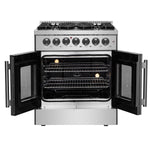 Forno Galiano 30-inch French Door Dual Fuel Range All Stainless Steel, 5 Sealed Burners 68,000 BTU, 4.32 cu.ft. True Convection Oven - BonPrix Électroménagers