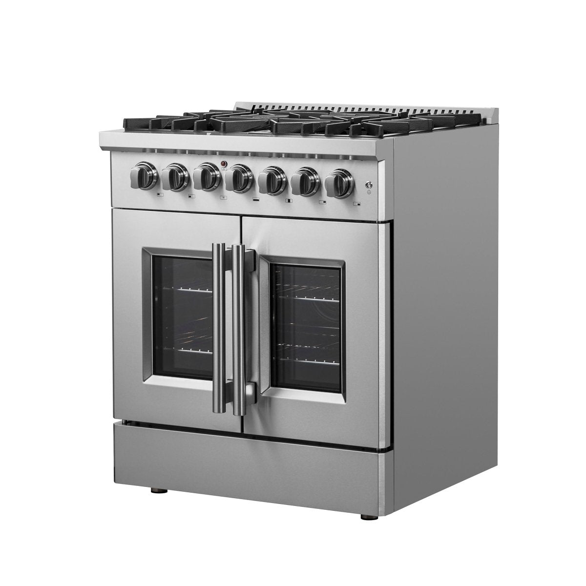 Forno Galiano 30-inch French Door Dual Fuel Range All Stainless Steel, 5 Sealed Burners 68,000 BTU, 4.32 cu.ft. True Convection Oven - BonPrix Électroménagers