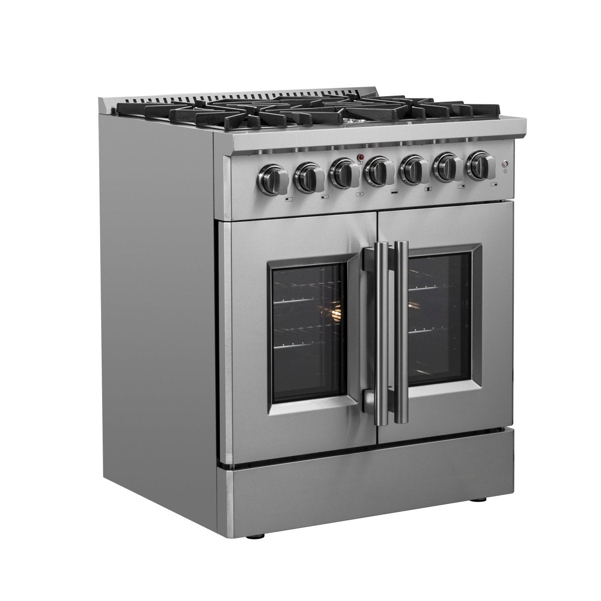 Forno Galiano 30-inch French Door Dual Fuel Range All Stainless Steel, 5 Sealed Burners 68,000 BTU, 4.32 cu.ft. True Convection Oven - BonPrix Électroménagers