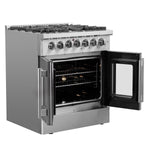 Forno Galiano 30-inch French Door Dual Fuel Range All Stainless Steel, 5 Sealed Burners 68,000 BTU, 4.32 cu.ft. True Convection Oven - BonPrix Électroménagers