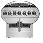 Forno Galiano 30-inch French Door Dual Fuel Range All Stainless Steel, 5 Sealed Burners 68,000 BTU, 4.32 cu.ft. True Convection Oven - BonPrix Électroménagers