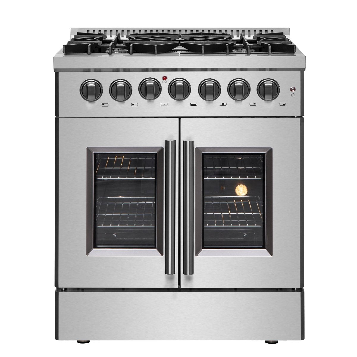 Forno Galiano 30-inch French Door Dual Fuel Range All Stainless Steel, 5 Sealed Burners 68,000 BTU, 4.32 cu.ft. True Convection Oven - BonPrix Électroménagers