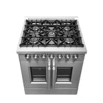 Forno Galiano 30-inch French Door Dual Fuel Range All Stainless Steel, 5 Sealed Burners 68,000 BTU, 4.32 cu.ft. True Convection Oven - BonPrix Électroménagers