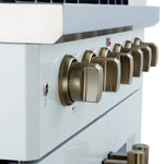 Forno Galiano 30-inch French Door Gas Range White with Antique Brass Design, 5 Burners, 68,000 BTU, 4.32 cu.ft. Convection Oven - BonPrix Électroménagers