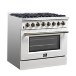Forno Galiano 36" Freestanding Dual Fuel Range in White - BonPrix Électroménagers
