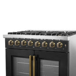 Forno Galiano 36-inch Freestanding French Door Dual Fuel Range Black - BonPrix Électroménagers