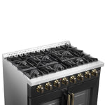 Forno Galiano 36-inch Freestanding French Door Dual Fuel Range Black - BonPrix Électroménagers