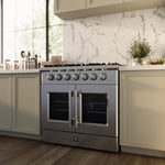 Forno Galiano 36-Inch Freestanding French Door Gas Range, 6 Burners, Convection Oven, Energy Efficient - BonPrix Électroménagers