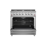 Forno Galiano 36-Inch Freestanding Gas Range, Stainless Steel, 6 Burners, Energy Efficient - BonPrix Électroménagers