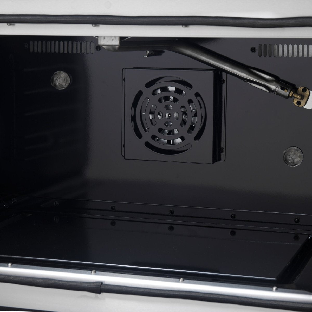 Forno Galiano 36-inch French Door Gas Range Black and Antique Brass Design, 6 Sealed Burners 83,000 BTU, 5.36 cu.ft. Convection Oven - BonPrix Électroménagers