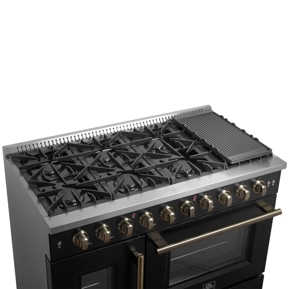 Forno Galiano 48" Freestanding French Door Gas Range in Black - BonPrix Électroménagers