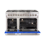 Forno Galiano 48-Inch Freestanding Dual Fuel Range, 8 Burners, Double Convection Ovens, Blue Doors - BonPrix Électroménagers