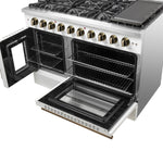 Forno Galiano 48-Inch Freestanding French Door Gas Range, White & Antique Brass - BonPrix Électroménagers