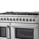 FORNO Galiano 48-Inch French Door Dual Fuel Range All Stainless Steel, 8 Sealed Burners, 107,000 BTU, Griddle, 6.58 cu.ft. Double Ovens - BonPrix Électroménagers