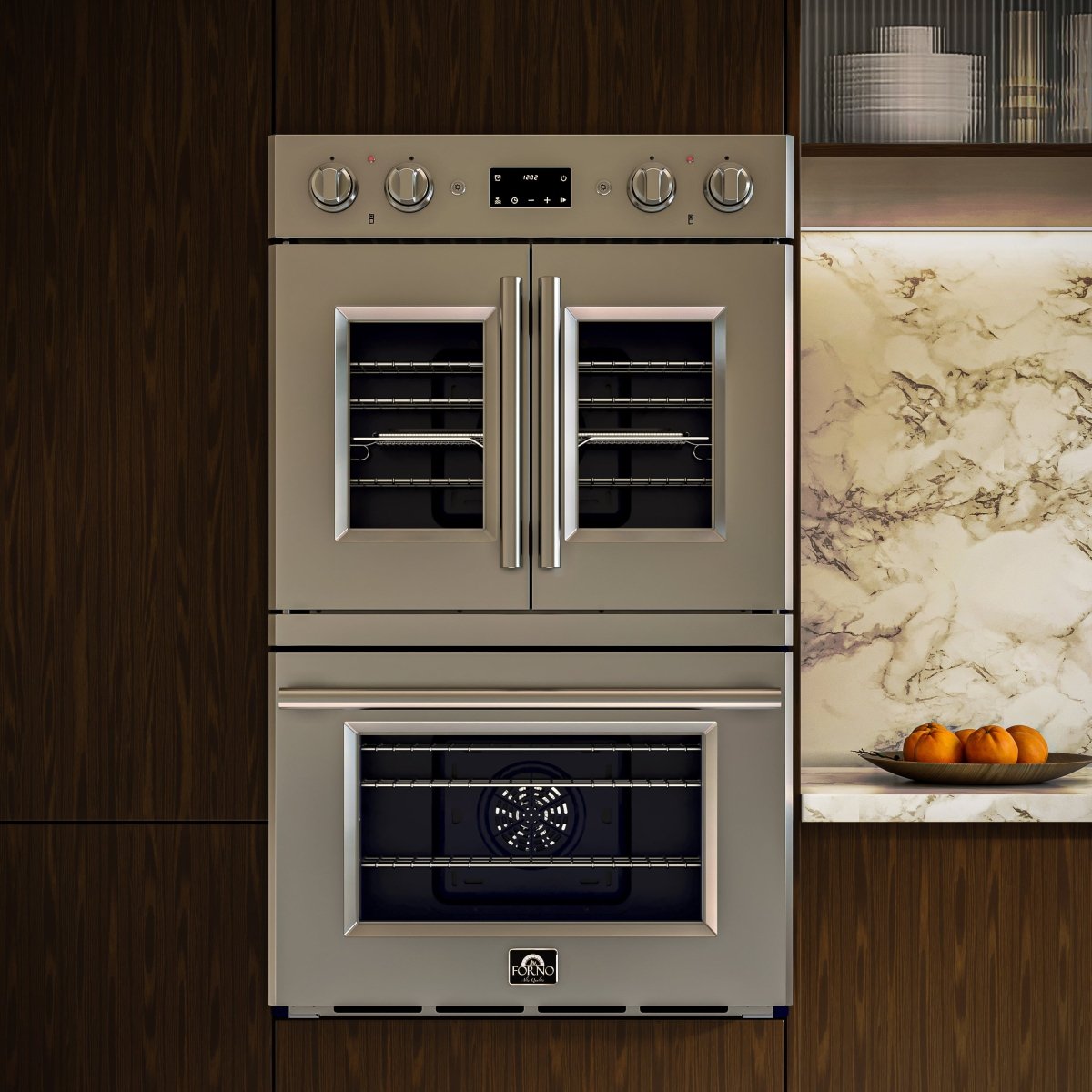 Forno Gallico 30-Inch Electric French Door Double Oven, Stainless Steel, Convection Cooking, Touch Control Panel, Self-Cleaning Function - BonPrix Électroménagers