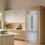 Forno Gallipoli 30-Inch French Door Refrigerator, 17.5 cu.ft Capacity, Modern Decorative Grill, 34-Inch Width, Stainless Steel, No Frost Technology, Energy Efficient - BonPrix Électroménagers