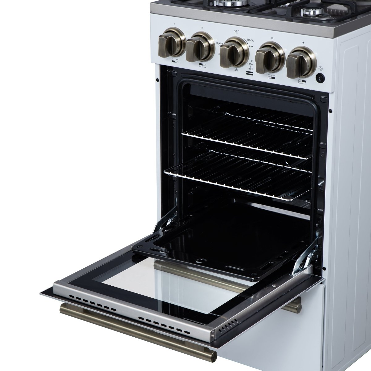 Forno Lamazze 20 Inch Freestanding Gas Range in White, Compact Design - BonPrix Électroménagers