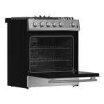 Forno Leonardo 30-Inch Stainless Steel Gas Range, 5 Sealed Burners (Totaling 39,500 BTU), 5 cu.ft. Convection Oven, Continuous Cast Iron Grates, Black Enamel Interior, Auto Re-Ignition, LP Conversion Kit Included - BonPrix Électroménagers