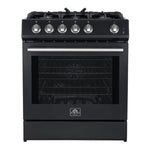Forno Leonardo Espresso 30-Inch Black Gas Range, 5 Burners, 39,500 BTU, 5 cu.ft Convection Oven - BonPrix Électroménagers