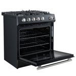 Forno Leonardo Espresso 30-Inch Black Gas Range, 5 Burners, 39,500 BTU, 5 cu.ft Convection Oven - BonPrix Électroménagers
